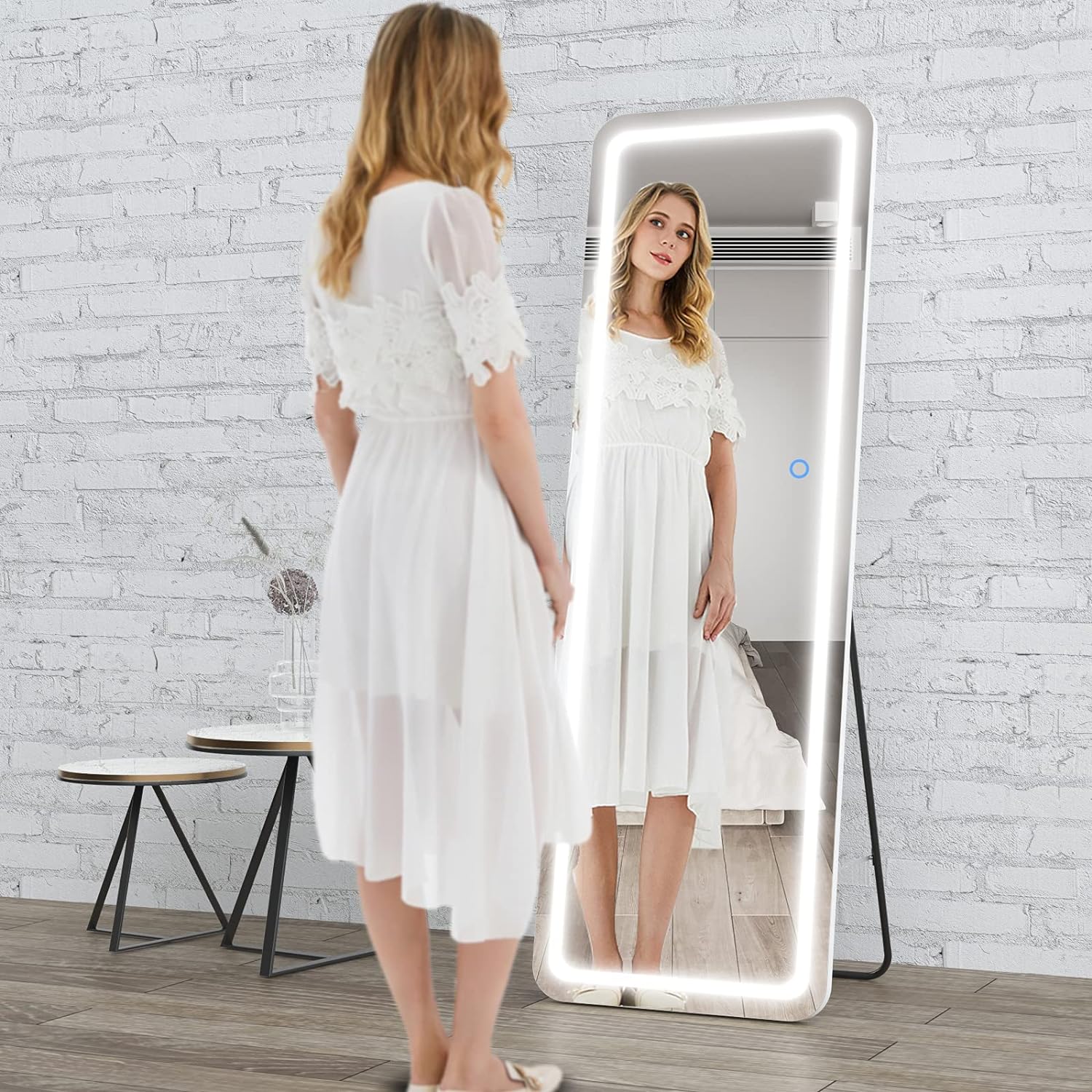 Full Length Mirror with Lights and Stand