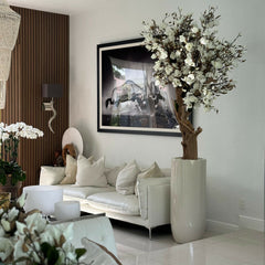 8ft White Magnolia Tree in Glossy Beige St. Tropez Planter