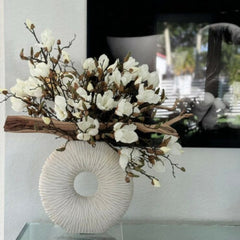 Medium Eternity Vase with Magnolias and Driftwood