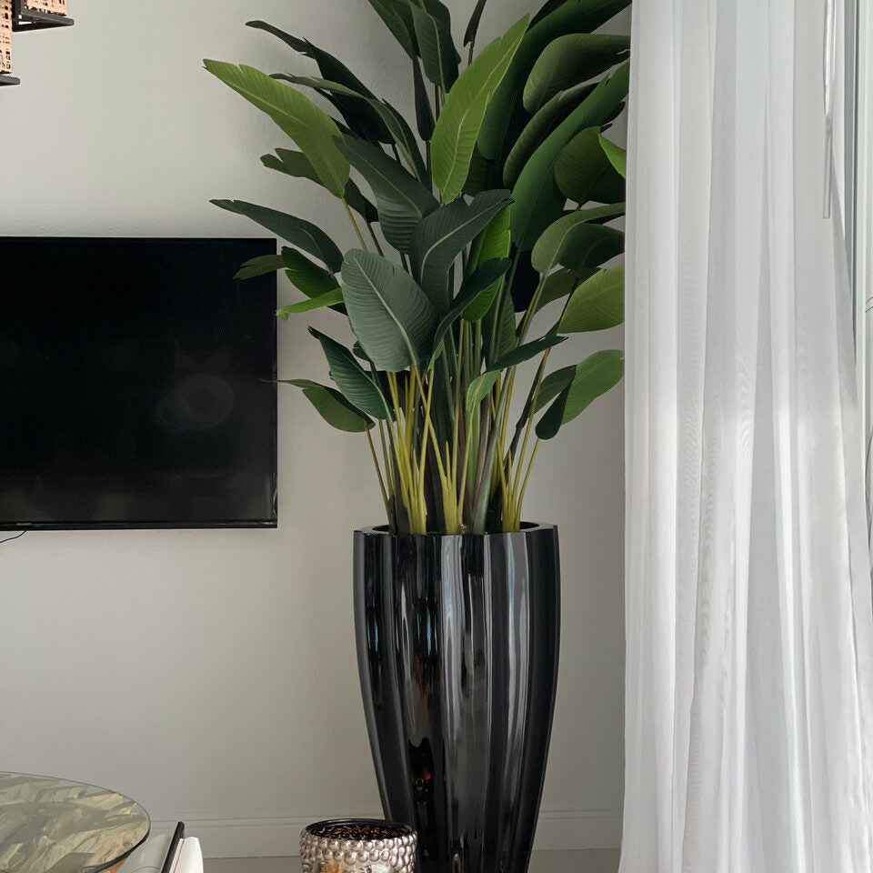 Planter in Sand Beige with Cascading White Orchids