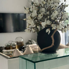 Black Konos Vase with White Magnolias